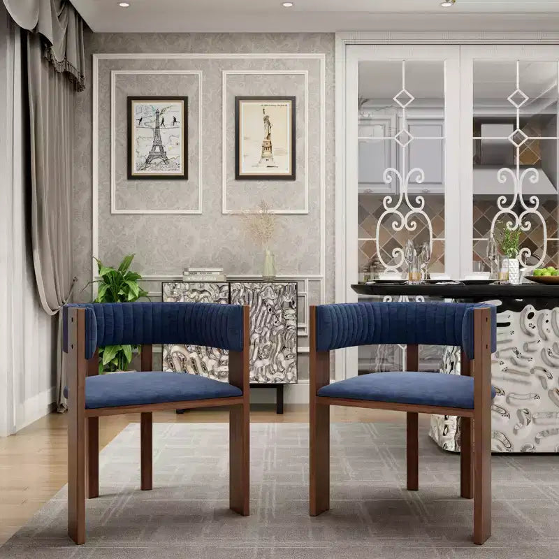 CLIHOME Chaises de salle à manger en bois au design incurvé unique avec patins de protection (Lot de 2)