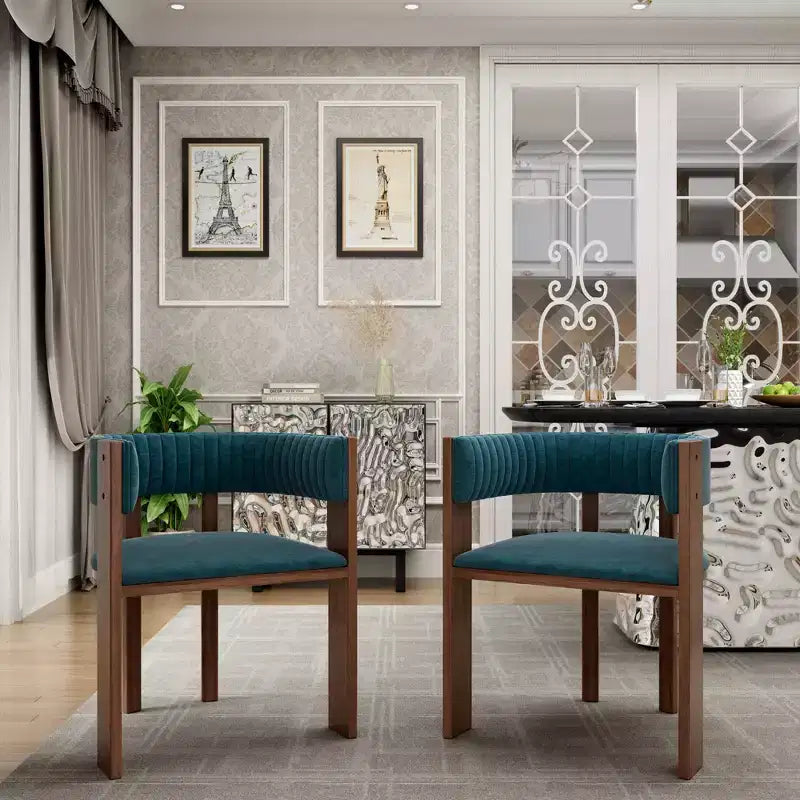 CLIHOME Chaises de salle à manger en bois au design incurvé unique avec patins de protection (Lot de 2)