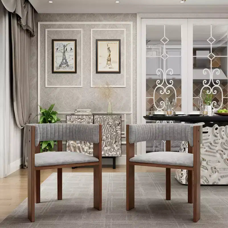 CLIHOME Chaises de salle à manger en bois au design incurvé unique avec patins de protection (Lot de 2)