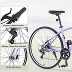 Vélo de route Whisen 28, vélo de ville hybride avec cadre en alliage d'aluminium Shimano 7 vitesses et freins à double disque