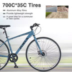 Vélo de route Whisen 28, vélo de ville hybride avec cadre en alliage d'aluminium Shimano 7 vitesses et freins à double disque