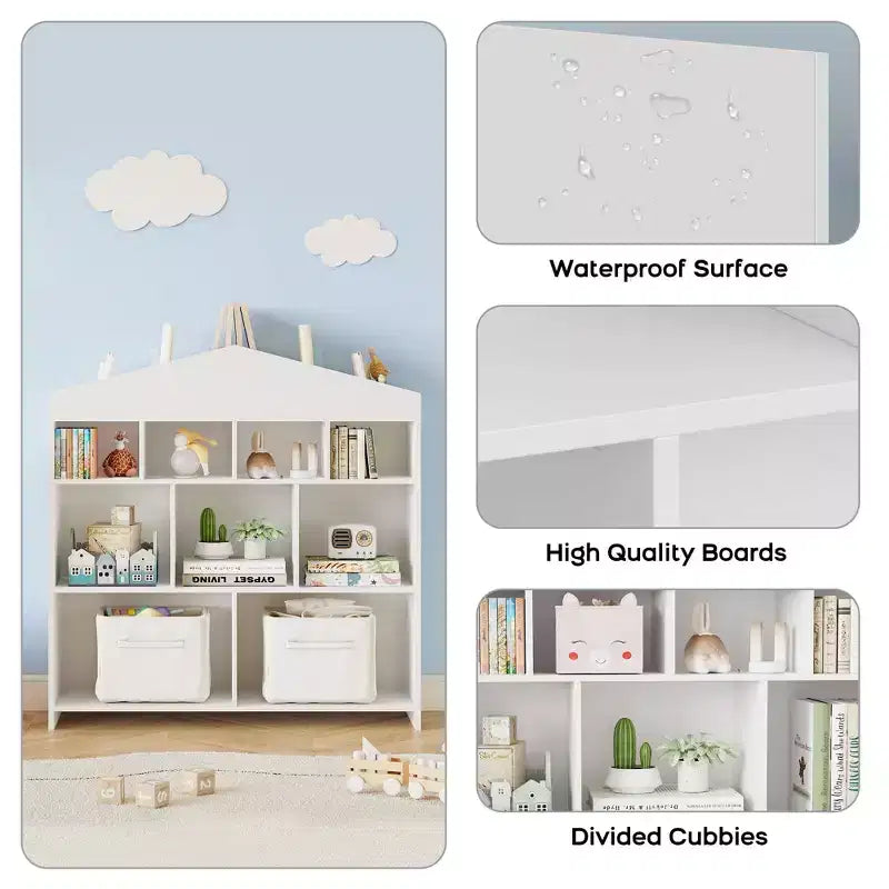 9 meubles de rangement pour enfants, étagère de rangement blanche, bibliothèque anti-basculement sécurisée pour chambre d'enfant, salle de jeux