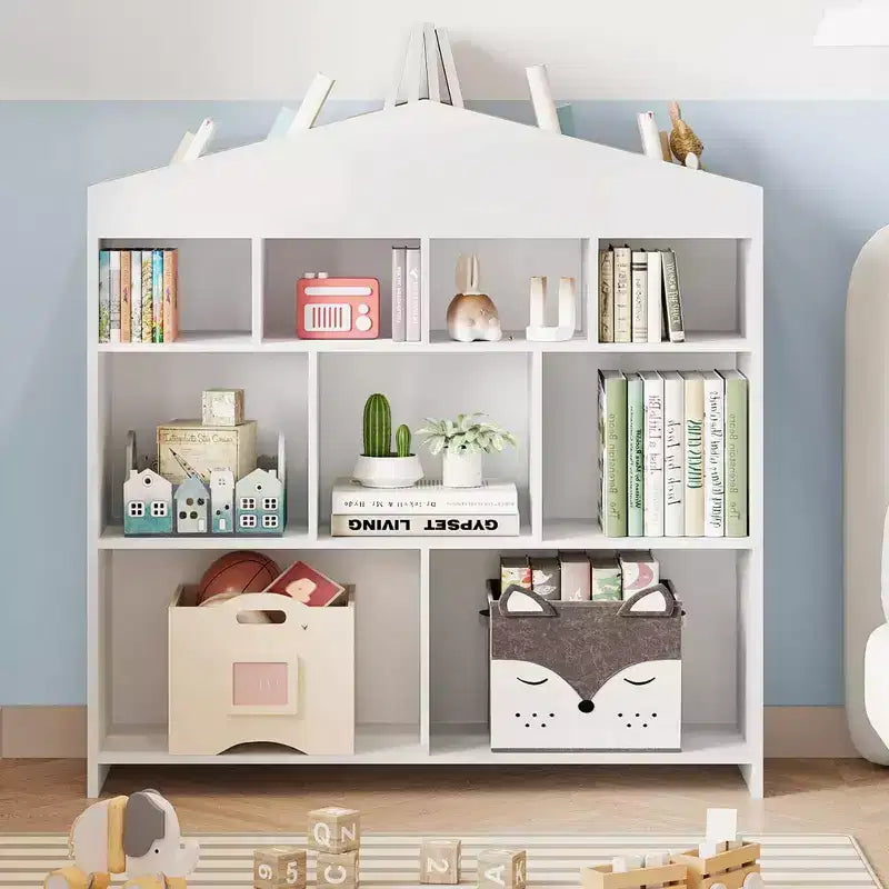 9 meubles de rangement pour enfants, étagère de rangement blanche, bibliothèque anti-basculement sécurisée pour chambre d'enfant, salle de jeux