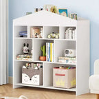 9 Storage Cabinets Kids Storage Shelf, White, Safe Anti-Tilt Bookcase for Kids Room, Playroom