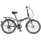 Vélo pliant de ville Whisen 24, vélos adultes avec Shimano 7 vitesses, cadre en acier