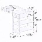 Okak – Table d'appoint vintage à côtés étroits avec plateau relevable, table d'appoint avec tiroirs et étagères inférieures, pour canapé ou chevet
