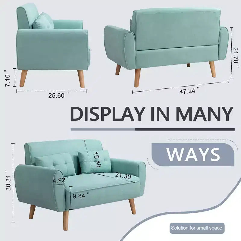 Canapé Causeuse Moderne Compact Celebalcony, Canapé 2 Places Rembourré pour Petits Espaces, Salon, Studio, Appartement avec 2 Oreillers