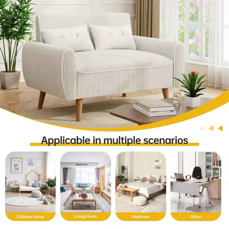 Canapé Causeuse Moderne Compact Celebalcony, Canapé 2 Places Rembourré pour Petits Espaces, Salon, Studio, Appartement avec 2 Oreillers