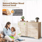 VINGLI Commode en bois massif 55 W à 8 tiroirs, coffre non fini pour bricolage couleur