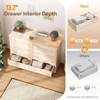 VINGLI Commode en bois massif 55 W à 8 tiroirs, coffre non fini pour bricolage couleur