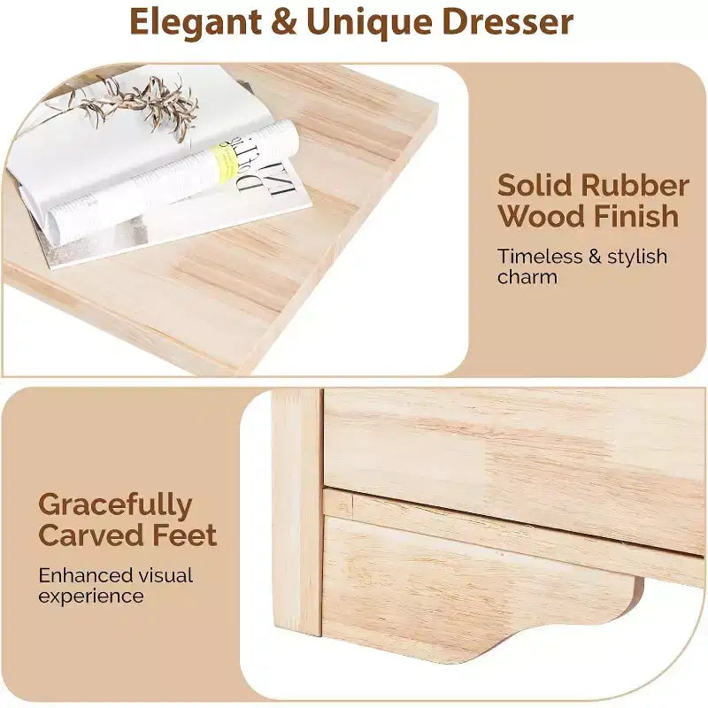 VINGLI Commode en bois massif 55 W à 8 tiroirs, coffre non fini pour bricolage couleur