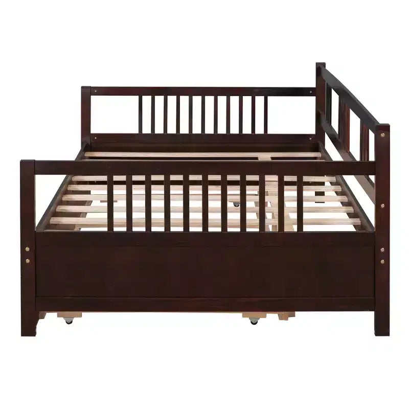 Lit de repos pleine grandeur en bois avec lit gigogne, cadre de lit de repos extensible en bois massif avec lit gigogne extractible