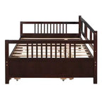 Lit de repos pleine grandeur en bois avec lit gigogne, cadre de lit de repos extensible en bois massif avec lit gigogne extractible