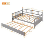 Lit de repos pleine grandeur en bois avec lit gigogne, cadre de lit de repos extensible en bois massif avec lit gigogne extractible