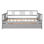 Lit de repos pleine grandeur en bois avec lit gigogne, cadre de lit de repos extensible en bois massif avec lit gigogne extractible