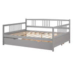 Lit de repos pleine grandeur en bois avec lit gigogne, cadre de lit de repos extensible en bois massif avec lit gigogne extractible