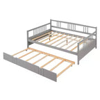 Lit de repos pleine grandeur en bois avec lit gigogne, cadre de lit de repos extensible en bois massif avec lit gigogne extractible