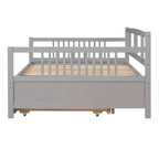 Lit de repos pleine grandeur en bois avec lit gigogne, cadre de lit de repos extensible en bois massif avec lit gigogne extractible