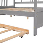 Lit de repos pleine grandeur en bois avec lit gigogne, cadre de lit de repos extensible en bois massif avec lit gigogne extractible