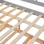 Lit de repos pleine grandeur en bois avec lit gigogne, cadre de lit de repos extensible en bois massif avec lit gigogne extractible