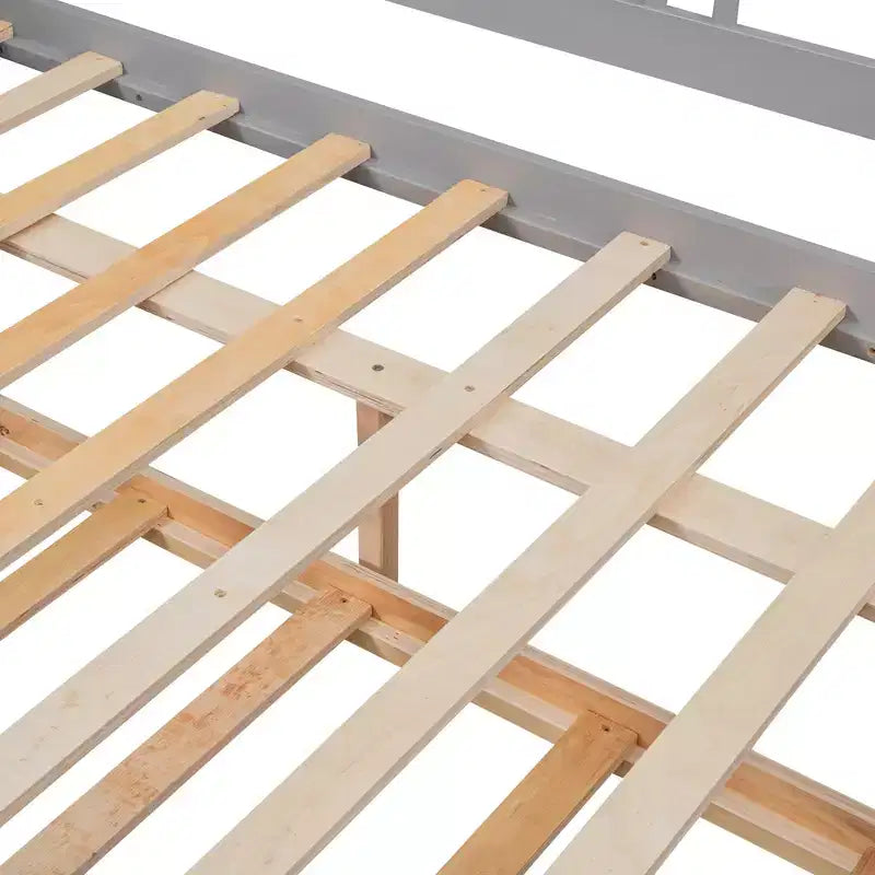 Lit de repos pleine grandeur en bois avec lit gigogne, cadre de lit de repos extensible en bois massif avec lit gigogne extractible