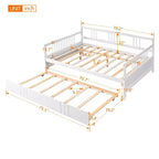 Lit de repos pleine grandeur en bois avec lit gigogne, cadre de lit de repos extensible en bois massif avec lit gigogne extractible