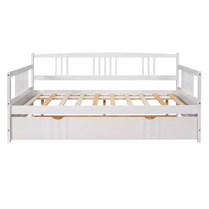 Lit de repos pleine grandeur en bois avec lit gigogne, cadre de lit de repos extensible en bois massif avec lit gigogne extractible