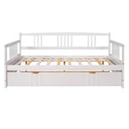 Lit de repos pleine grandeur en bois avec lit gigogne, cadre de lit de repos extensible en bois massif avec lit gigogne extractible