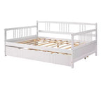 Lit de repos pleine grandeur en bois avec lit gigogne, cadre de lit de repos extensible en bois massif avec lit gigogne extractible