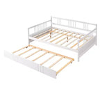 Lit de repos pleine grandeur en bois avec lit gigogne, cadre de lit de repos extensible en bois massif avec lit gigogne extractible