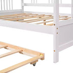 Lit de repos pleine grandeur en bois avec lit gigogne, cadre de lit de repos extensible en bois massif avec lit gigogne extractible