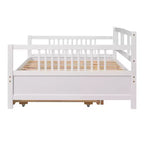 Lit de repos pleine grandeur en bois avec lit gigogne, cadre de lit de repos extensible en bois massif avec lit gigogne extractible