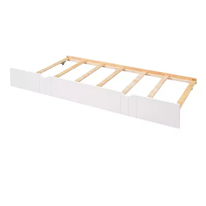 Lit de repos pleine grandeur en bois avec lit gigogne, cadre de lit de repos extensible en bois massif avec lit gigogne extractible
