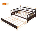 Lit de repos pleine grandeur en bois avec lit gigogne, cadre de lit de repos extensible en bois massif avec lit gigogne extractible