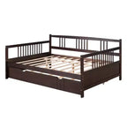 Lit de repos pleine grandeur en bois avec lit gigogne, cadre de lit de repos extensible en bois massif avec lit gigogne extractible
