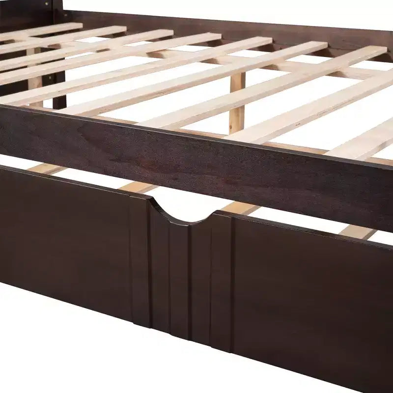 Lit de repos pleine grandeur en bois avec lit gigogne, cadre de lit de repos extensible en bois massif avec lit gigogne extractible