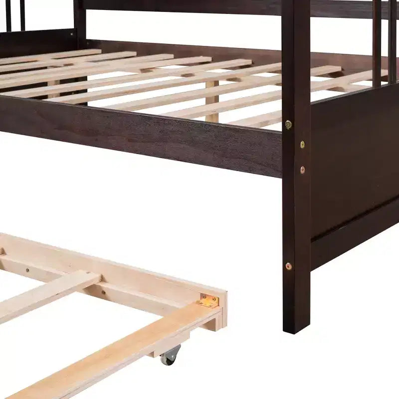 Lit de repos pleine grandeur en bois avec lit gigogne, cadre de lit de repos extensible en bois massif avec lit gigogne extractible