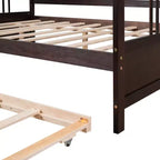 Lit de repos pleine grandeur en bois avec lit gigogne, cadre de lit de repos extensible en bois massif avec lit gigogne extractible