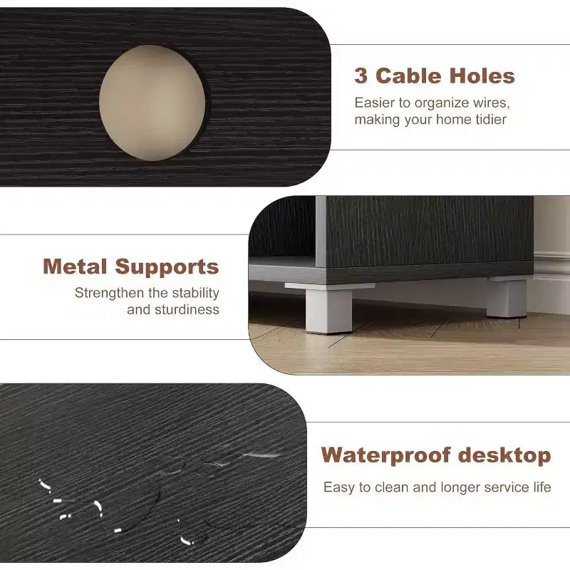 Meuble TV Rustique, Meuble TV Moderne avec Portes en Verre Ondulé, Étagères Ouvertes, Idéal pour Salons et Chambres à Coucher
