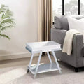 Royal Hampton 26 Inch Side End Table, Open Shelf, Chrome, High Gloss White Finish