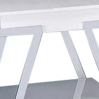 Table d'appoint Royal Hampton, 26 pouces, avec étagère ouverte, chrome, fini blanc lustré
