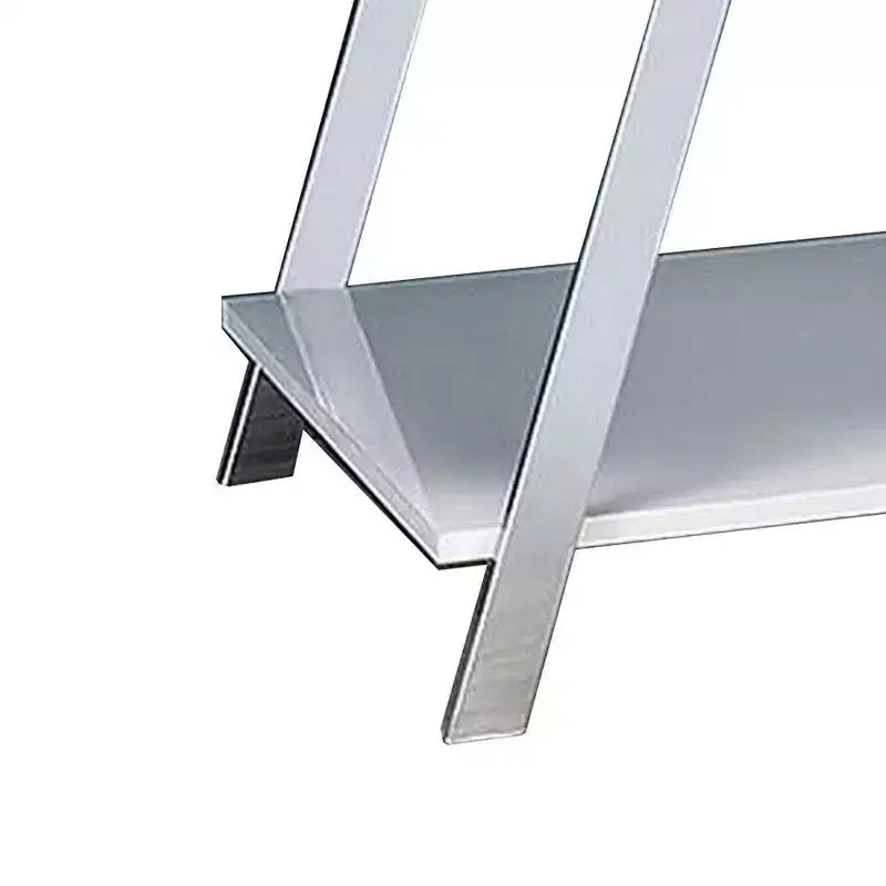 Table d'appoint Royal Hampton, 26 pouces, avec étagère ouverte, chrome, fini blanc lustré