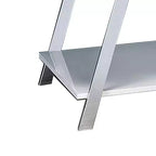 Table d'appoint Royal Hampton, 26 pouces, avec étagère ouverte, chrome, fini blanc lustré