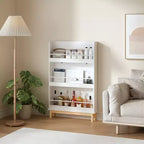Étagère à livres murale Whisen pour enfants avec 3 étagères de présentation frontales, porte-livres moderne blanc avec base en bois naturel - Blanc