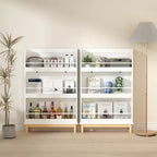 Étagère à livres murale Whisen pour enfants avec 3 étagères de présentation frontales, porte-livres moderne blanc avec base en bois naturel - Blanc