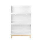 Étagère à livres murale Whisen pour enfants avec 3 étagères de présentation frontales, porte-livres moderne blanc avec base en bois naturel - Blanc