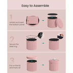 Pouf de rangement rond avec couvercle amovible, tabouret repose-pieds pliable de 46 cm, tabouret de coiffeuse facile à assembler
