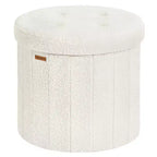Pouf de rangement rond avec couvercle amovible, tabouret repose-pieds pliable de 46 cm, tabouret de coiffeuse facile à assembler