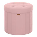 Pouf de rangement rond avec couvercle amovible, tabouret repose-pieds pliable de 46 cm, tabouret de coiffeuse facile à assembler