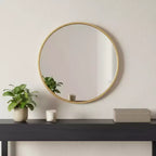 Miroir d'appoint rond HomeRoots 20 à cadre en métal noir